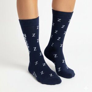 Zenhub Tech Navy Blue White Logo Polyester Blend Swag Crew Socks One Size New
